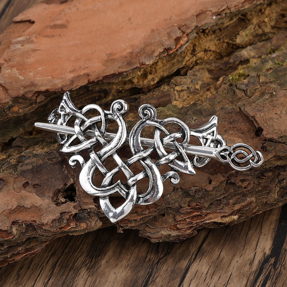 WorldNorse Nordic Interwoven Heart Hairpin - Flower - image 1