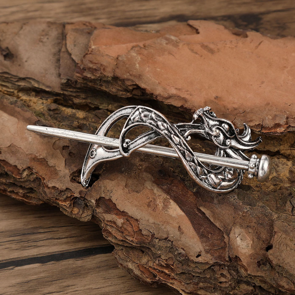 WorldNorse Viking Dragon Head Knot Hairpin - Round - image 1