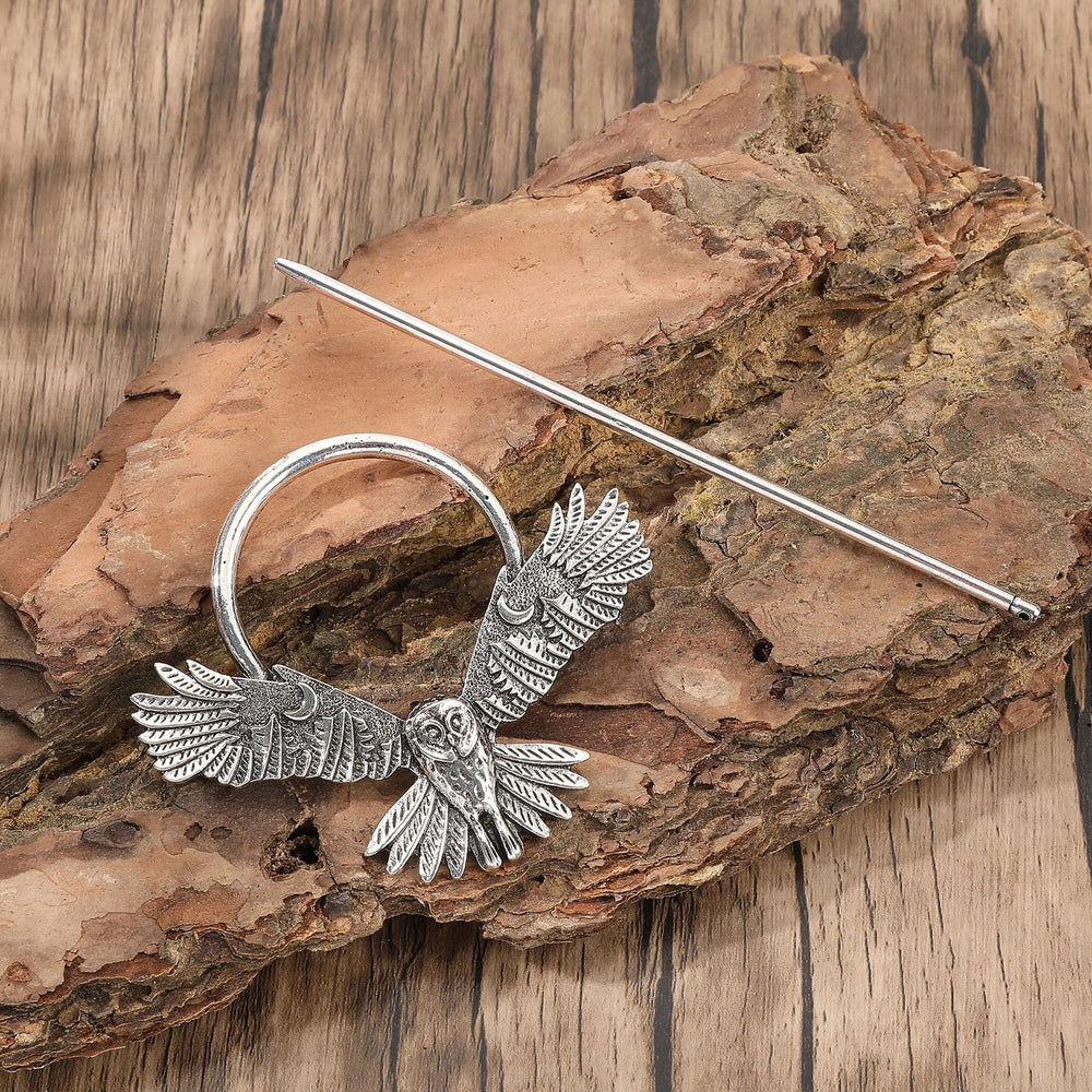 WorldNorse Norse Crescent Moonlit Owl Hairpin - image 1