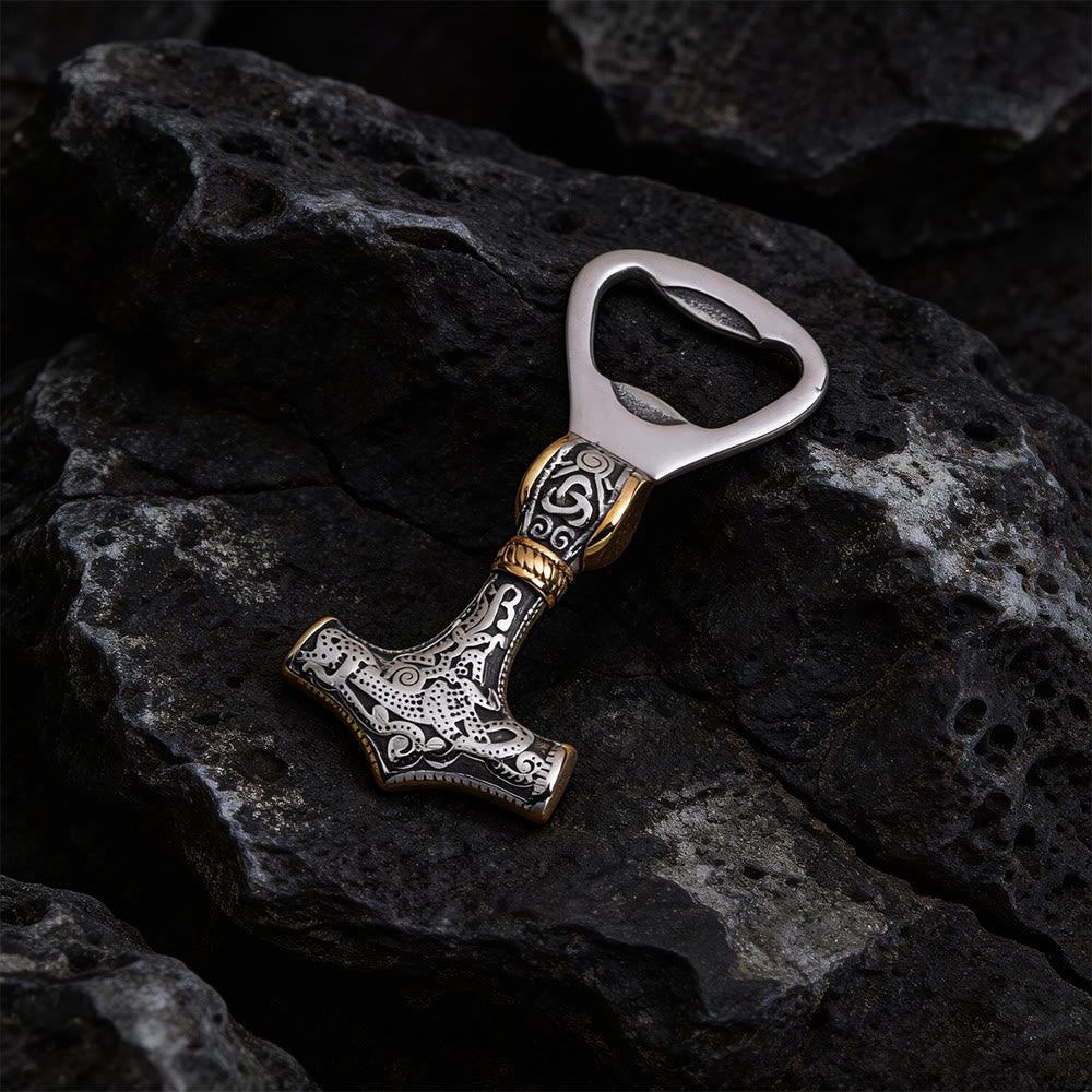 WorldNorse Viking Thor's Hammer Bottle Opener - Silver & Gold - image 8