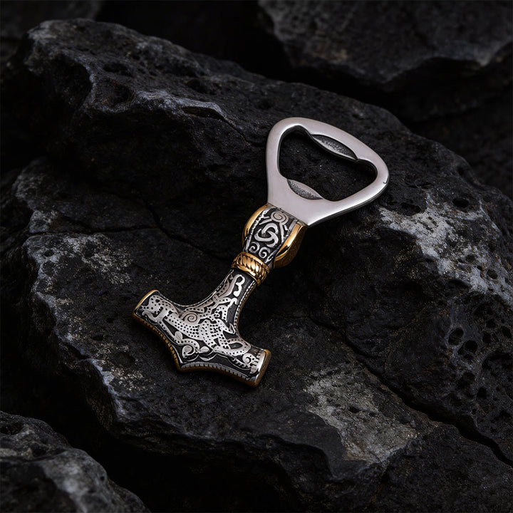 WorldNorse Viking Thor's Hammer Bottle Opener - Silver & Gold - image 8