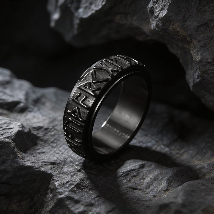 WorldNorse Classic Norse Rune Spinnner Ring - Style C#Black - US 12 - image 15