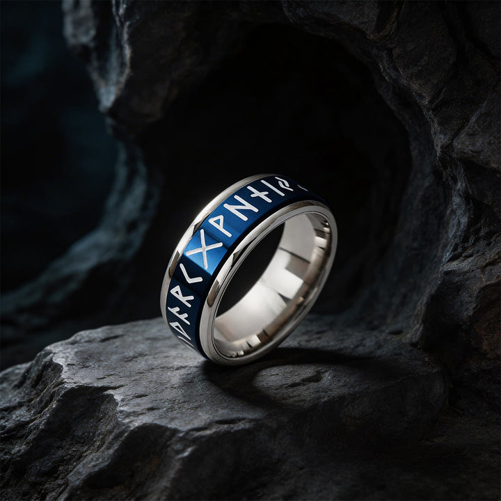 WorldNorse Classic Norse Rune Spinnner Ring - Style B#Blue - US 12 - image 9