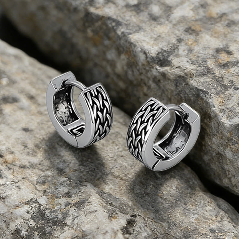 WorldNorse Celtic Braid Vintage Huggie Earrings - Retro Sliver - image 0