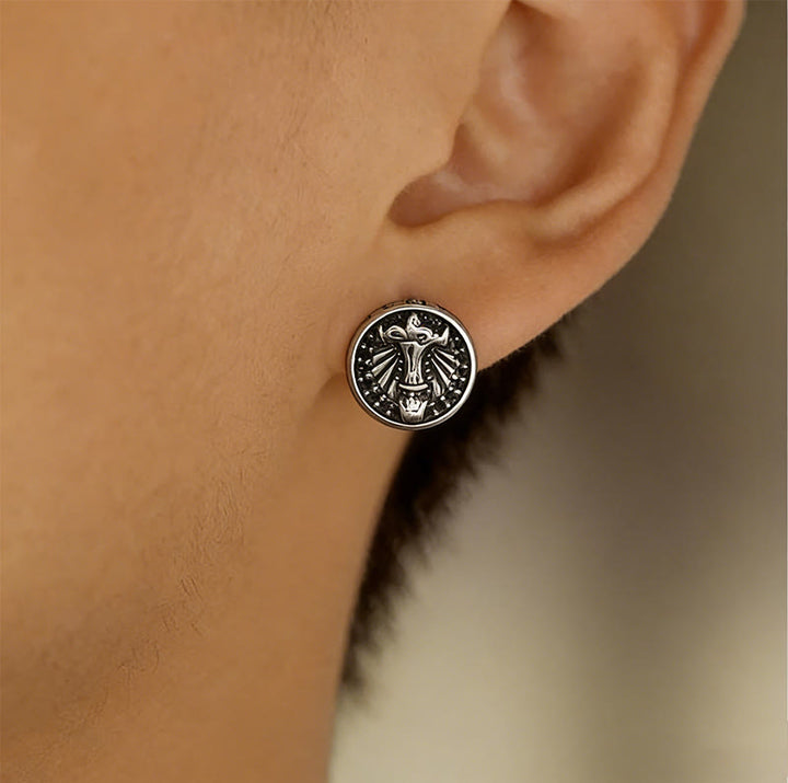 WorldNorse Viking Mjolnir Rune Antiqued Stud Earrings - image 1