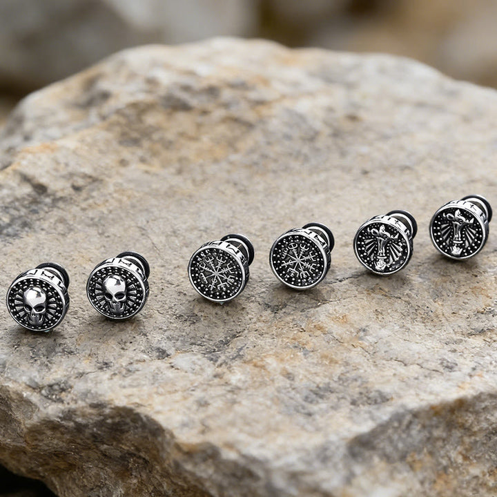 WorldNorse Viking Mjolnir Rune Antiqued Stud Earrings - image 6