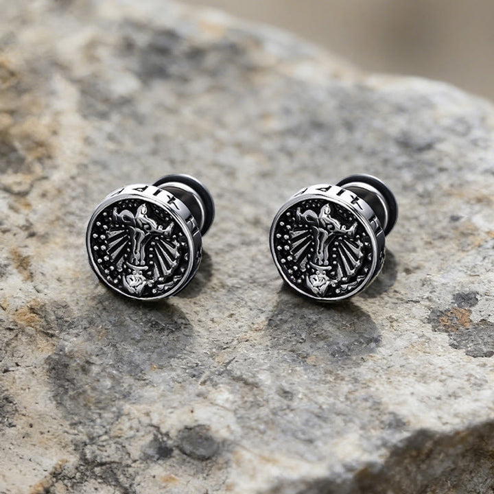 WorldNorse Viking Mjolnir Rune Antiqued Stud Earrings - image 2