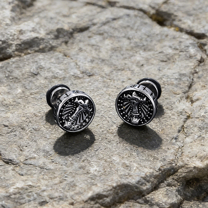 WorldNorse Viking Mjolnir Rune Antiqued Stud Earrings - image 3