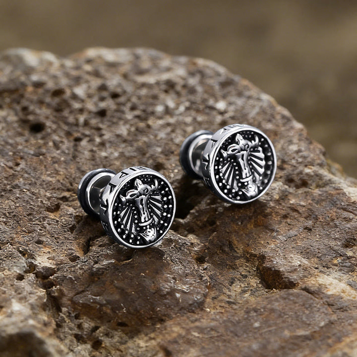 WorldNorse Viking Mjolnir Rune Antiqued Stud Earrings - Mjolnir - image 0