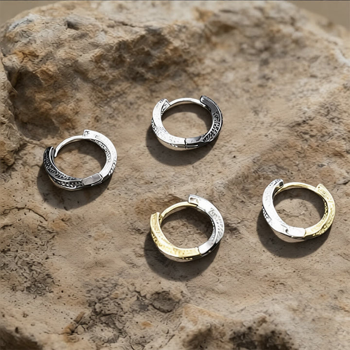 WorldNorse Viking Two Tone Engraved Hoop Earrings - image 6