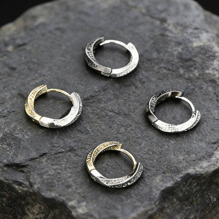 WorldNorse Viking Two Tone Engraved Hoop Earrings - image 7