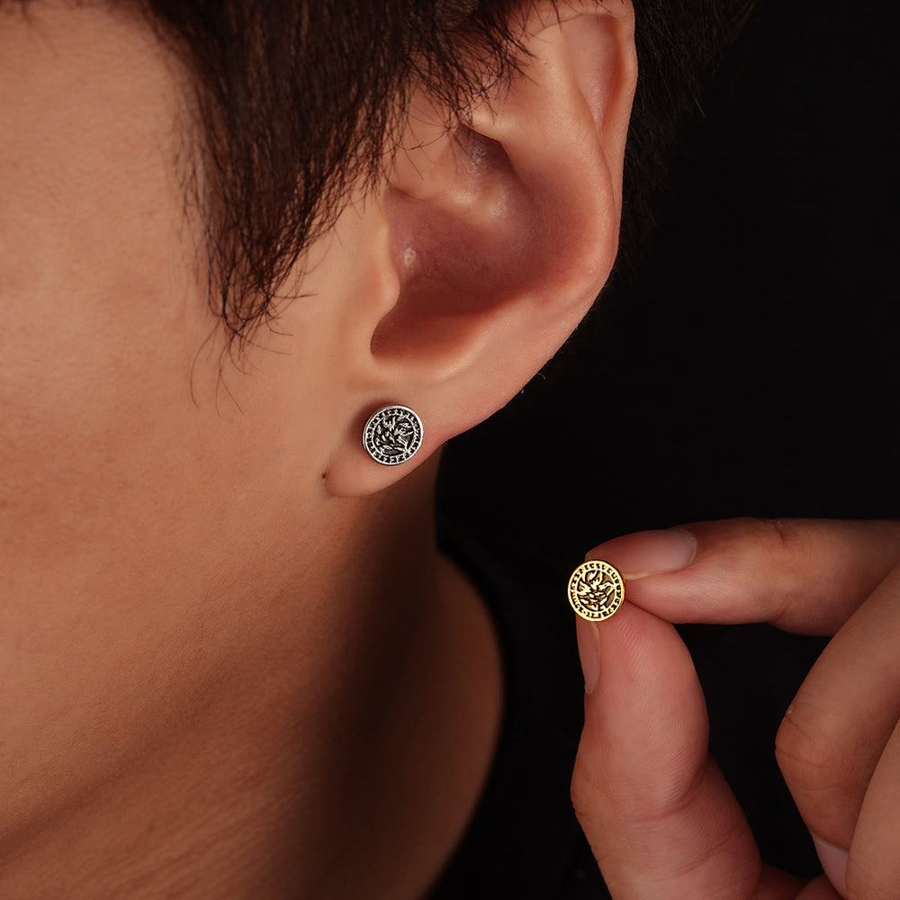 WorldNorse Wolf Carved Vintage Texture Earrings - image 1