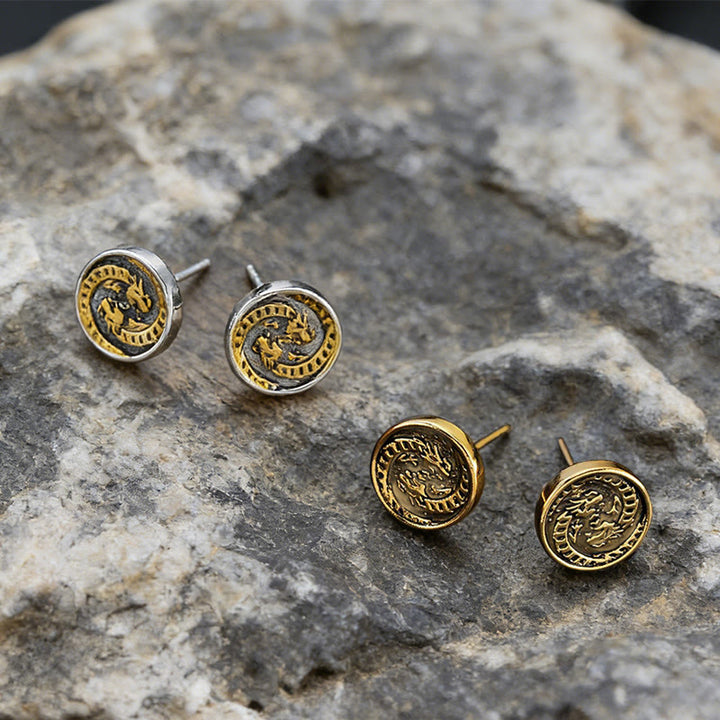 WorldNorse Wolf Carved Vintage Texture Earrings - image 5
