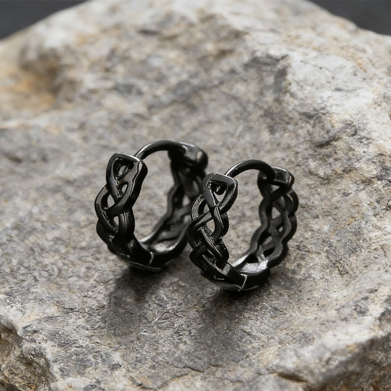 WorldNorse Celtic Knot Braided Hoop Earrings - Black - image 0