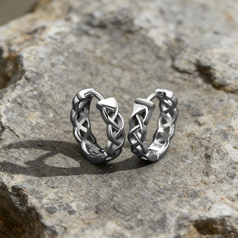 WorldNorse Celtic Knot Braided Hoop Earrings - Silver - image 3
