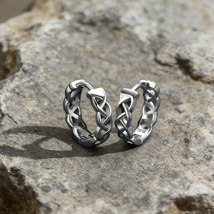 WorldNorse Celtic Knot Braided Hoop Earrings - Silver - image 3