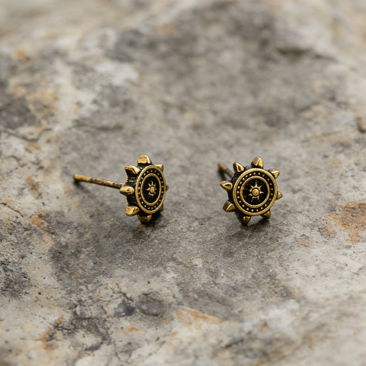 WorldNorse Viking Rudder Textured Rustic Earrings - Retro Gold - image 1