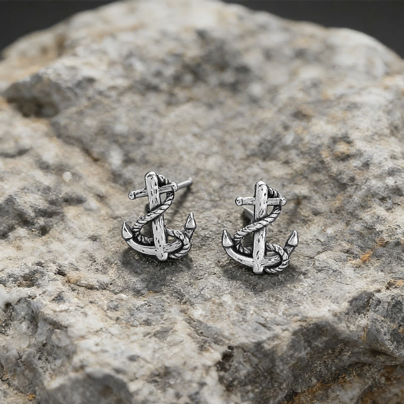 WorldNorse Viking Anchor Rope Wrapped Rustic Earrings - Anchor - image 0