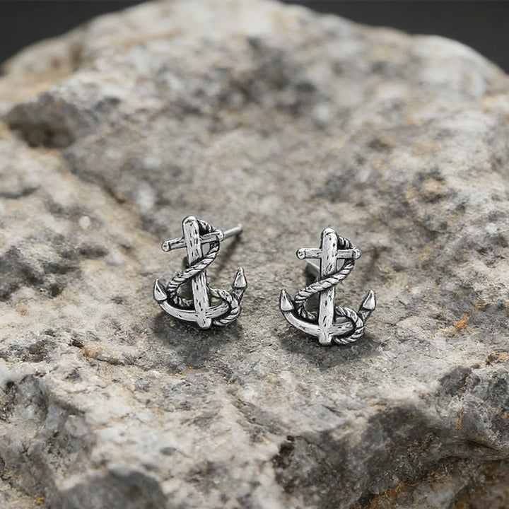 WorldNorse Viking Anchor Rope Wrapped Rustic Earrings - Anchor - image 0