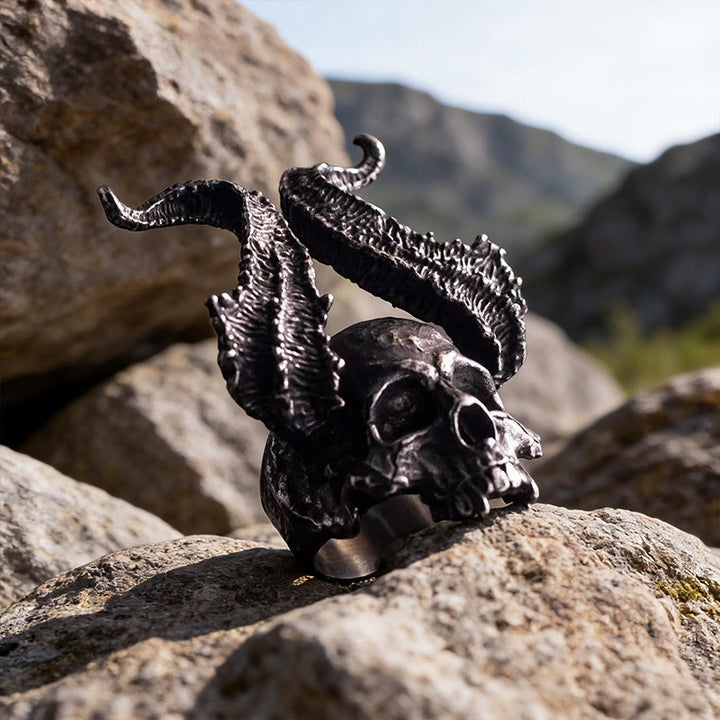 WorldNorse Ram-Horned Demon Skull Ring - image 4