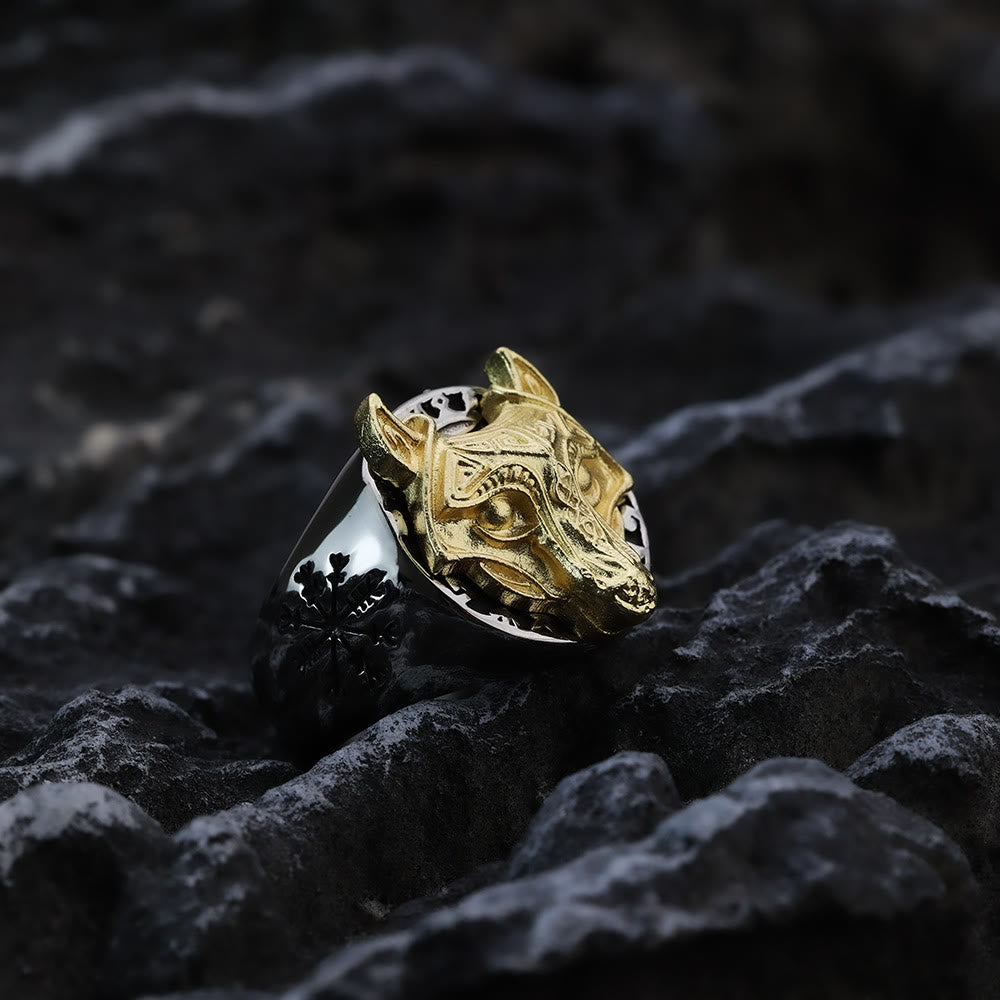 WorldNorse Nordic Vegvísir Wolf Ring - image 3