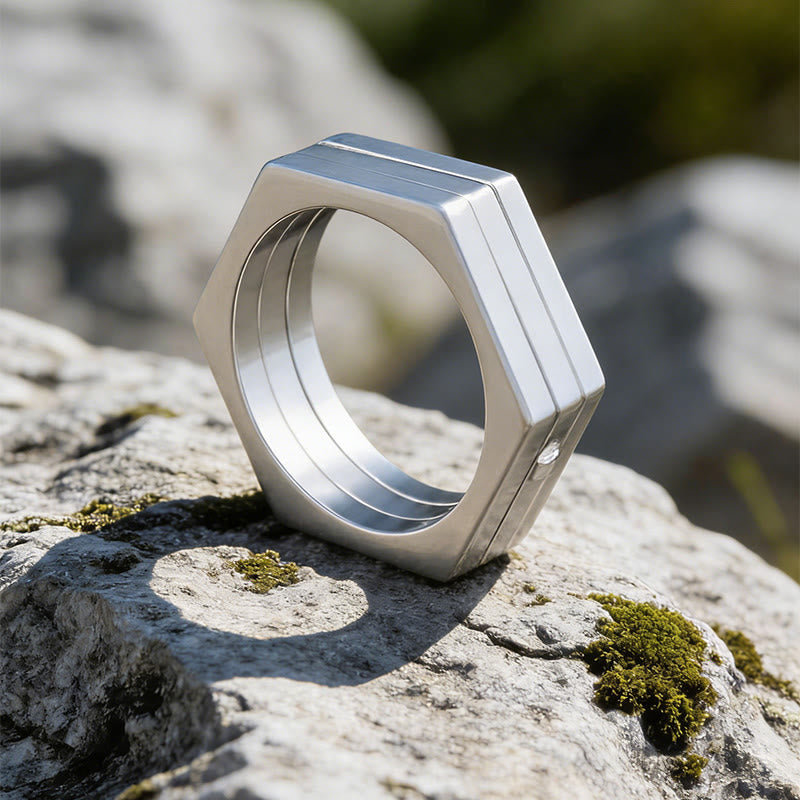 WorldNorse Minimalist Hexagon Band Ring - Sliver - US 14 - image 10