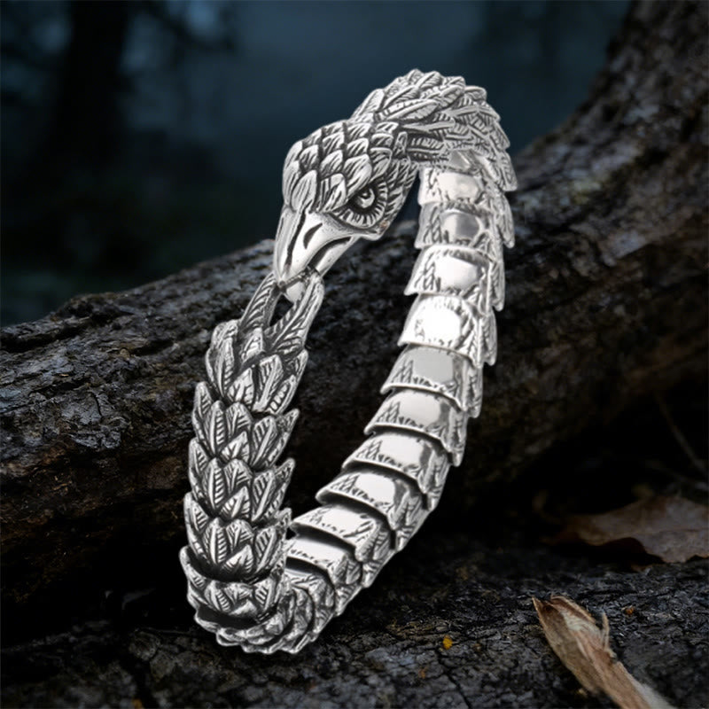 WorldNorse Twin Raven Feather Bracelet - Retro Silver - 22cm - image 6
