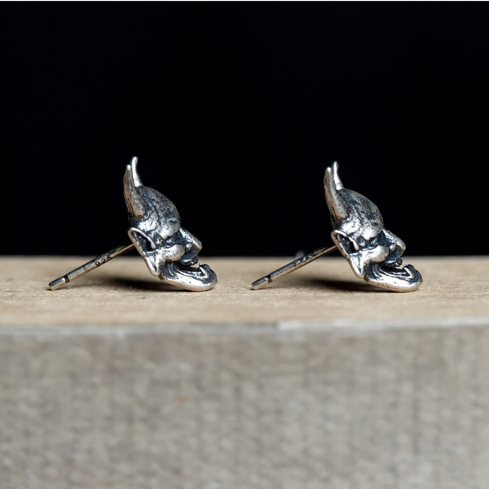 WorldNorse Handcrafted 925 Silver Hannya Mask Antiqued Earrings - image 4