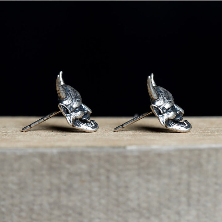 WorldNorse Handcrafted 925 Silver Hannya Mask Antiqued Earrings - image 4