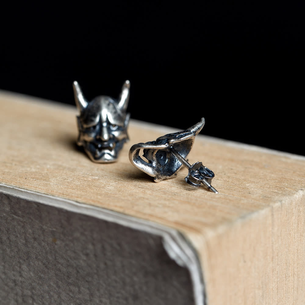 WorldNorse Handcrafted 925 Silver Hannya Mask Antiqued Earrings - image 3