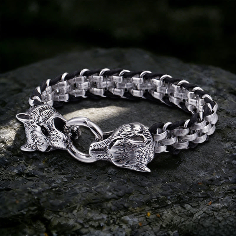 WorldNorse Norse Fenrir Woven Bracelet - Steel - 23cm - image 0