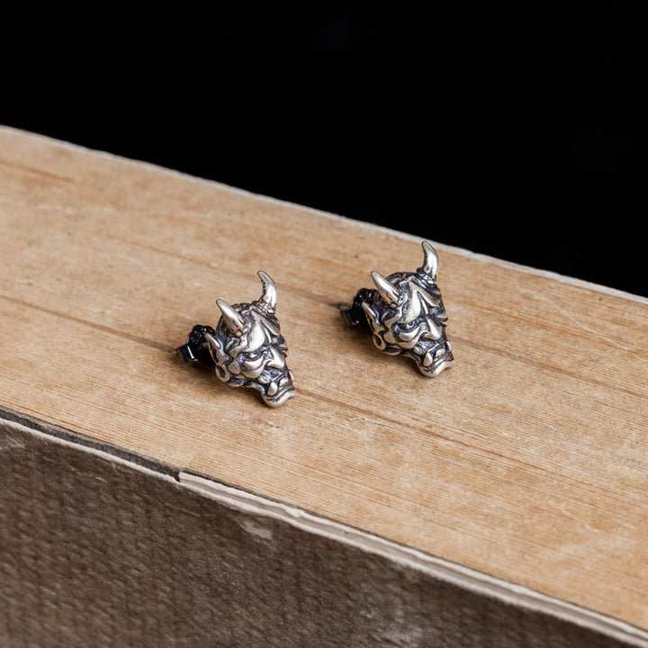 WorldNorse Viking Hannya Visage Textured Earrings - image 2