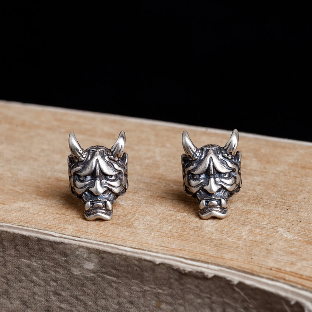 WorldNorse Viking Hannya Visage Textured Earrings - Hannya - image 0