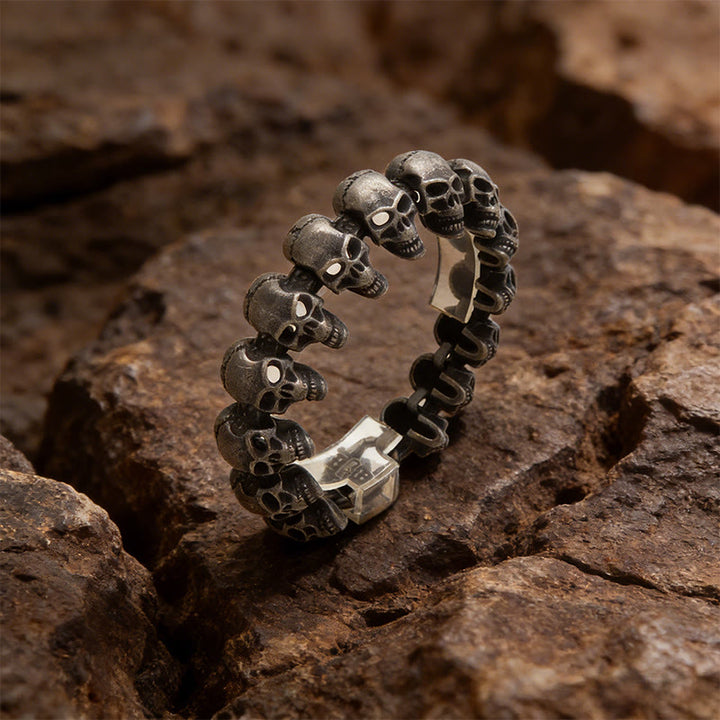 WorldNorse Viking Skull Warrior Link Stack Bracelet / Necklace - Boiled Black Bracelet#22cm - image 4