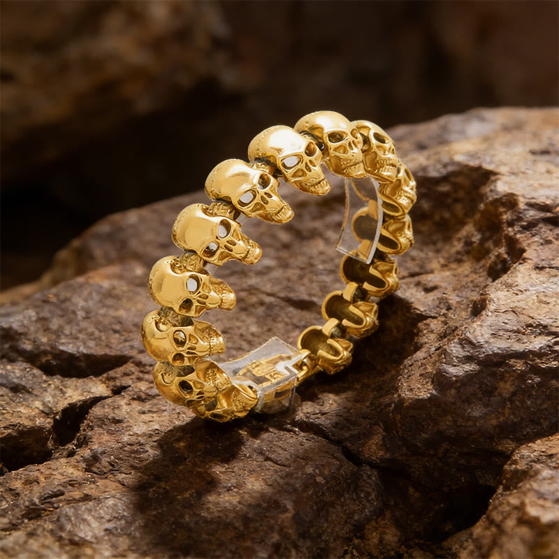 WorldNorse Viking Skull Warrior Link Stack Bracelet / Necklace - Gold Bracelet#22cm - image 6