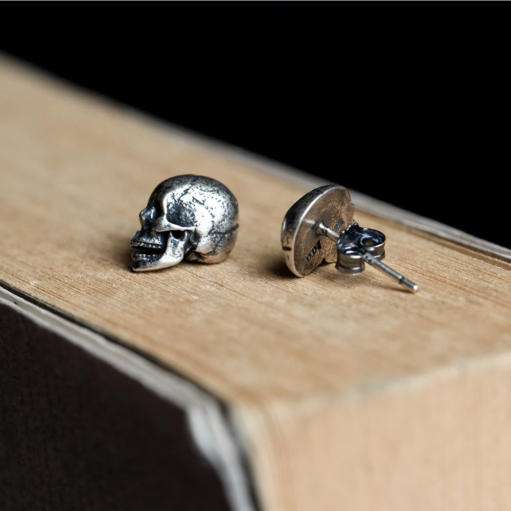 WorldNorse Handcrafted 925 Silver Skull Textured Earrings - image 3