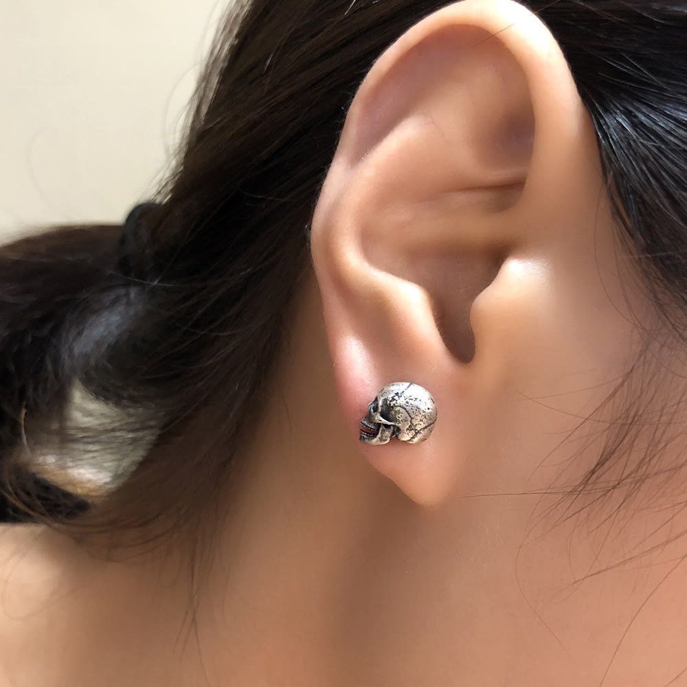 WorldNorse Handcrafted 925 Silver Skull Textured Earrings - image 5
