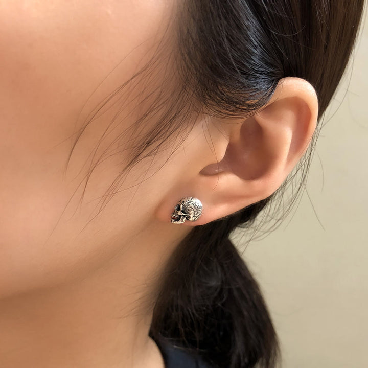 WorldNorse Handcrafted 925 Silver Skull Textured Earrings - image 4