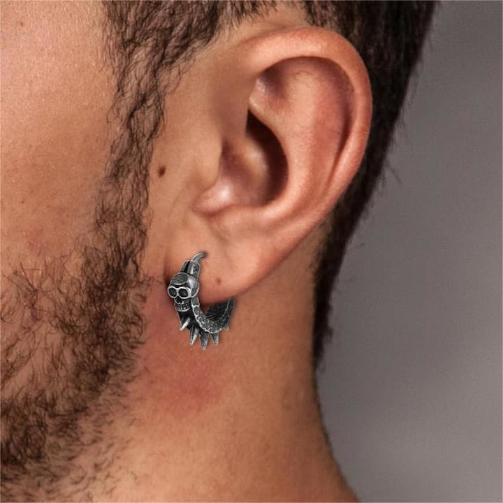 WorldNorse Viking Thorned Skull Huggie Earrings - image 1