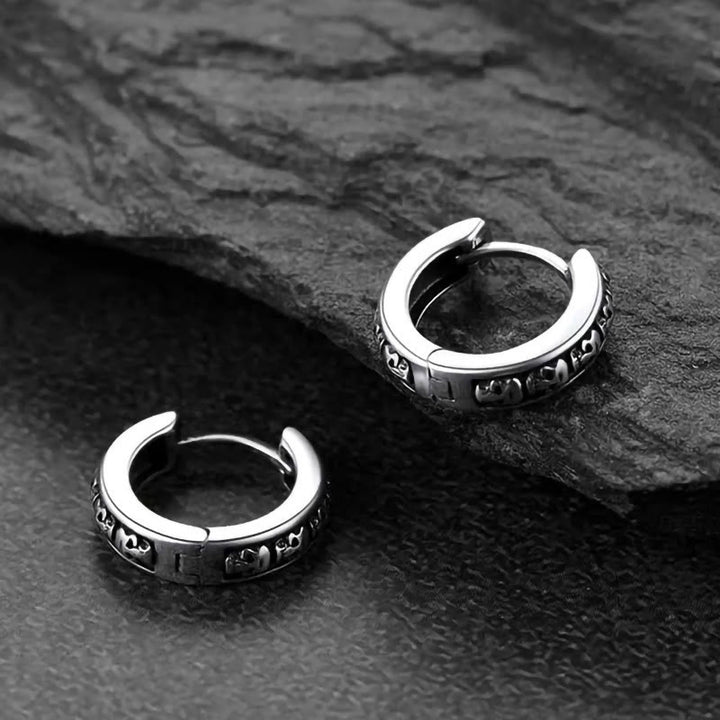 WorldNorse Viking Skull Row Huggie Earrings - image 3