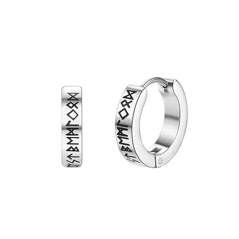 WorldNorse Norse Rune Carved Hoop Earrings - image 3