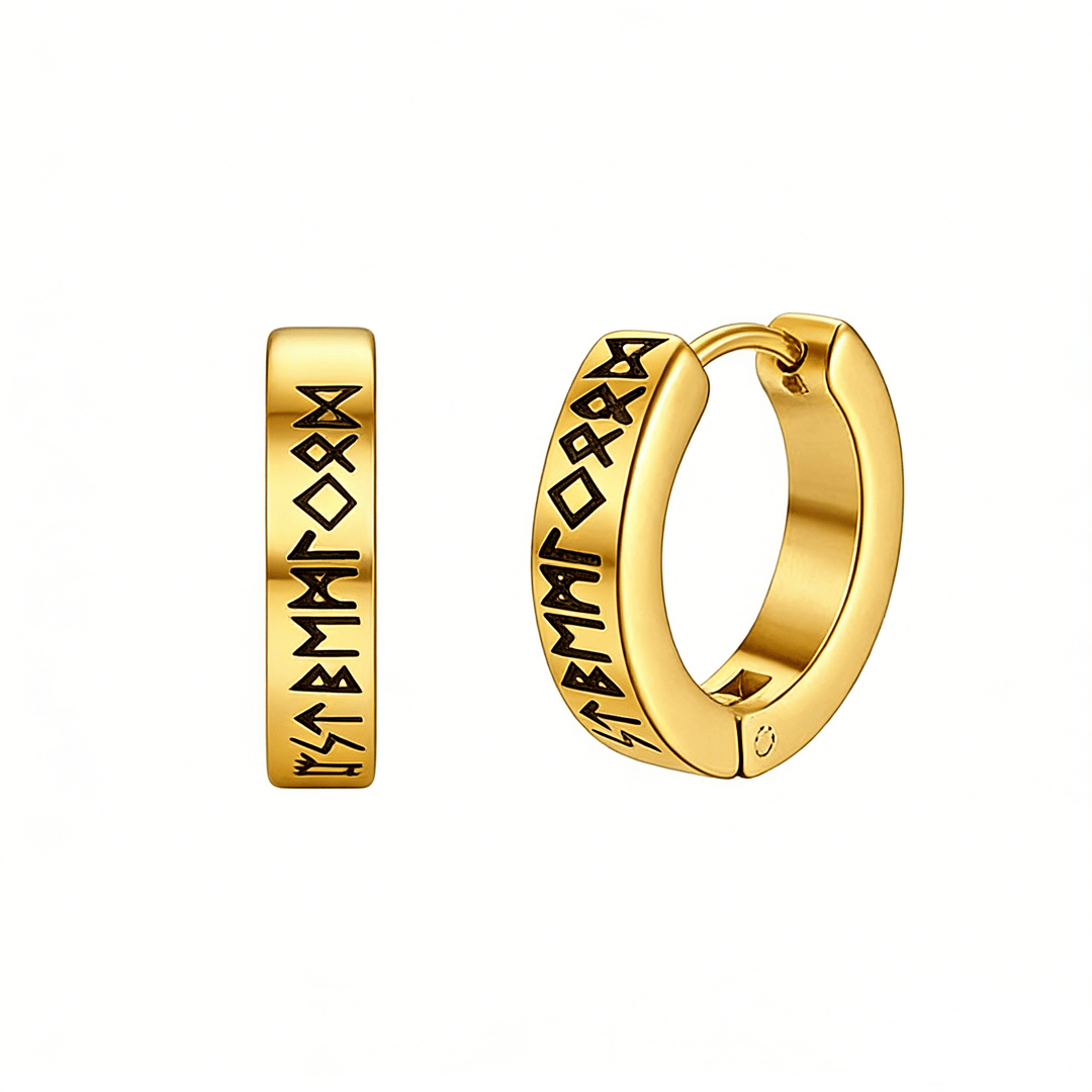 WorldNorse Norse Rune Carved Hoop Earrings - image 5