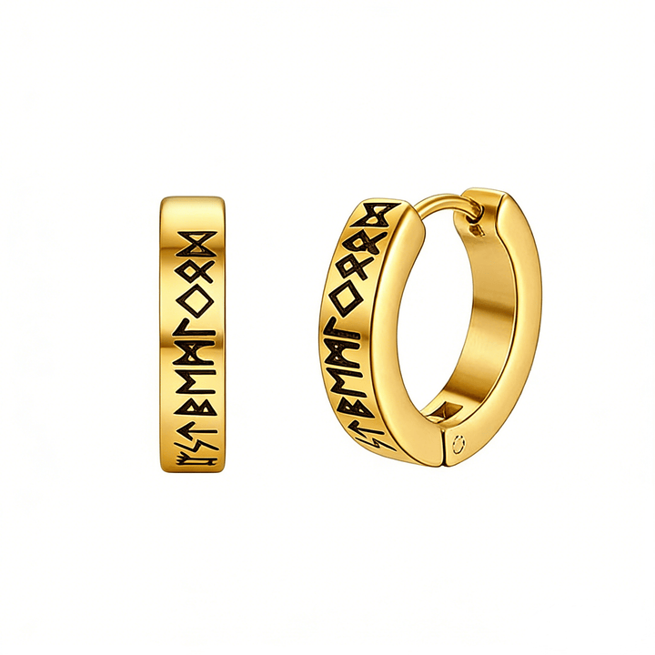 WorldNorse Norse Rune Carved Hoop Earrings - image 5