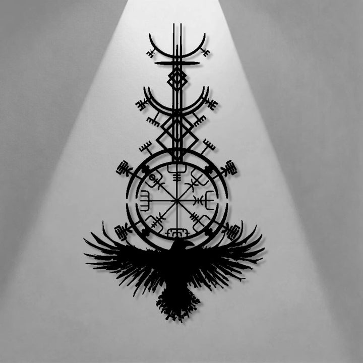 WorldNorse Vegvisir Raven Metal Wall Decor - image 0