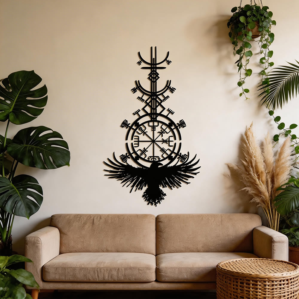 WorldNorse Vegvisir Raven Metal Wall Decor - image 5