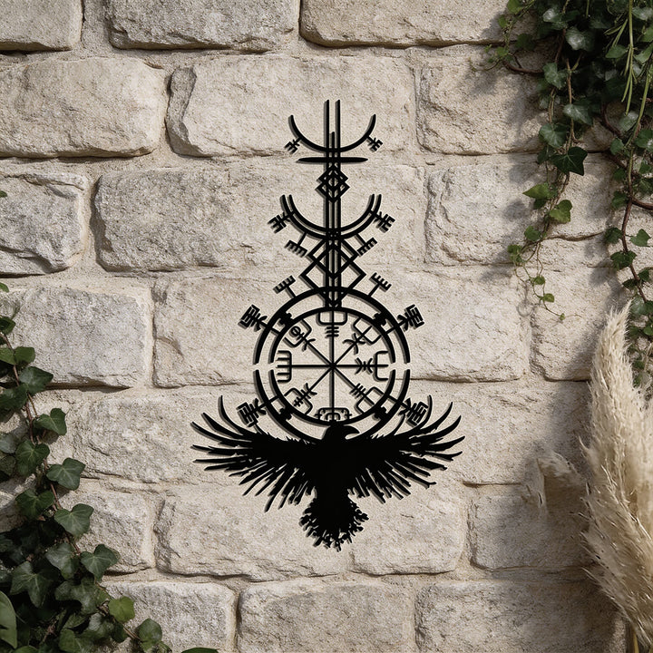 WorldNorse Vegvisir Raven Metal Wall Decor - image 4