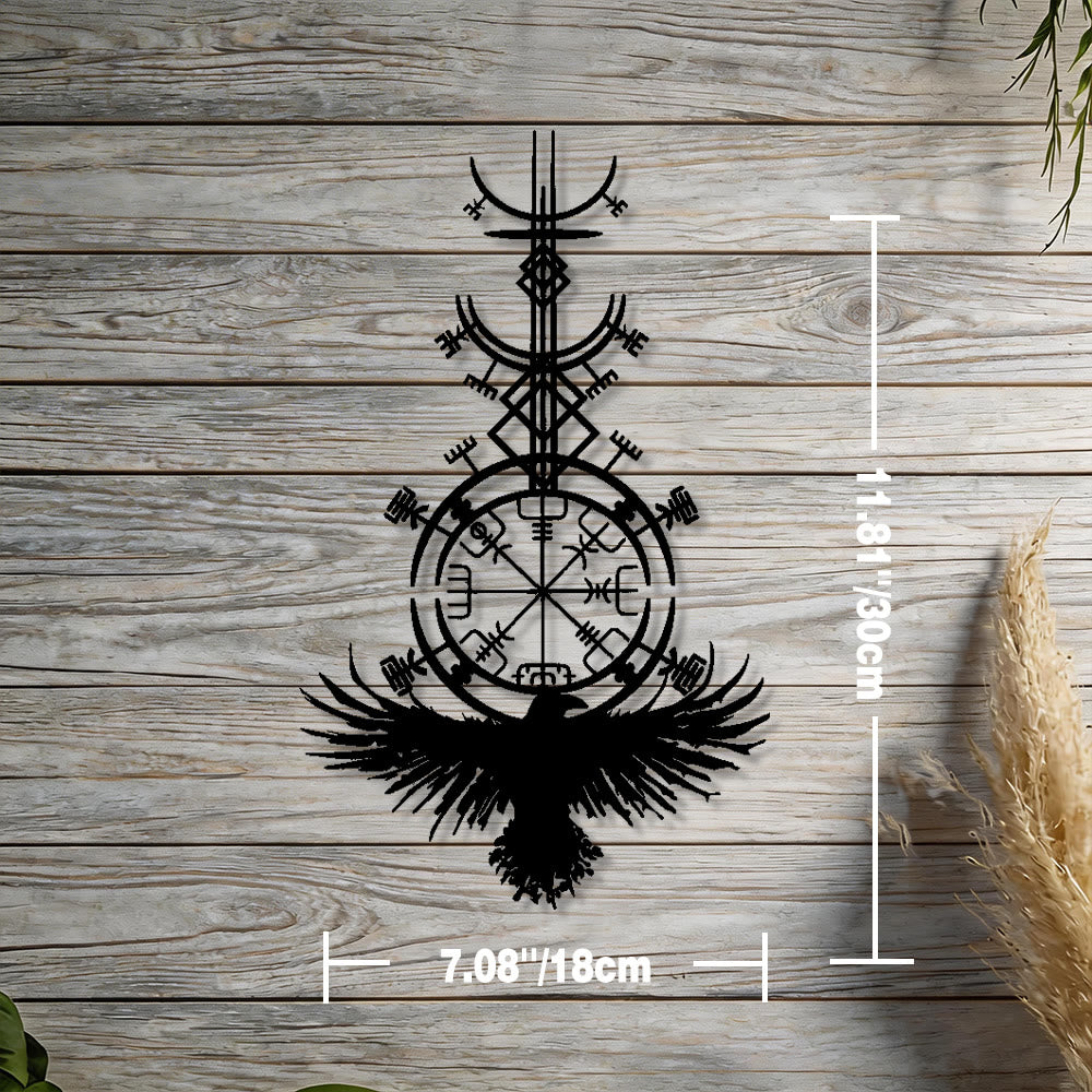 WorldNorse Vegvisir Raven Metal Wall Decor - Black - 11.81''*7.08''/30*18cm - image 2