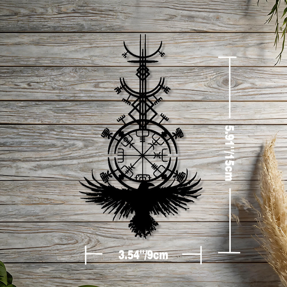 WorldNorse Vegvisir Raven Metal Wall Decor - Black - 5.91''*3.54''/15*9cm - image 1