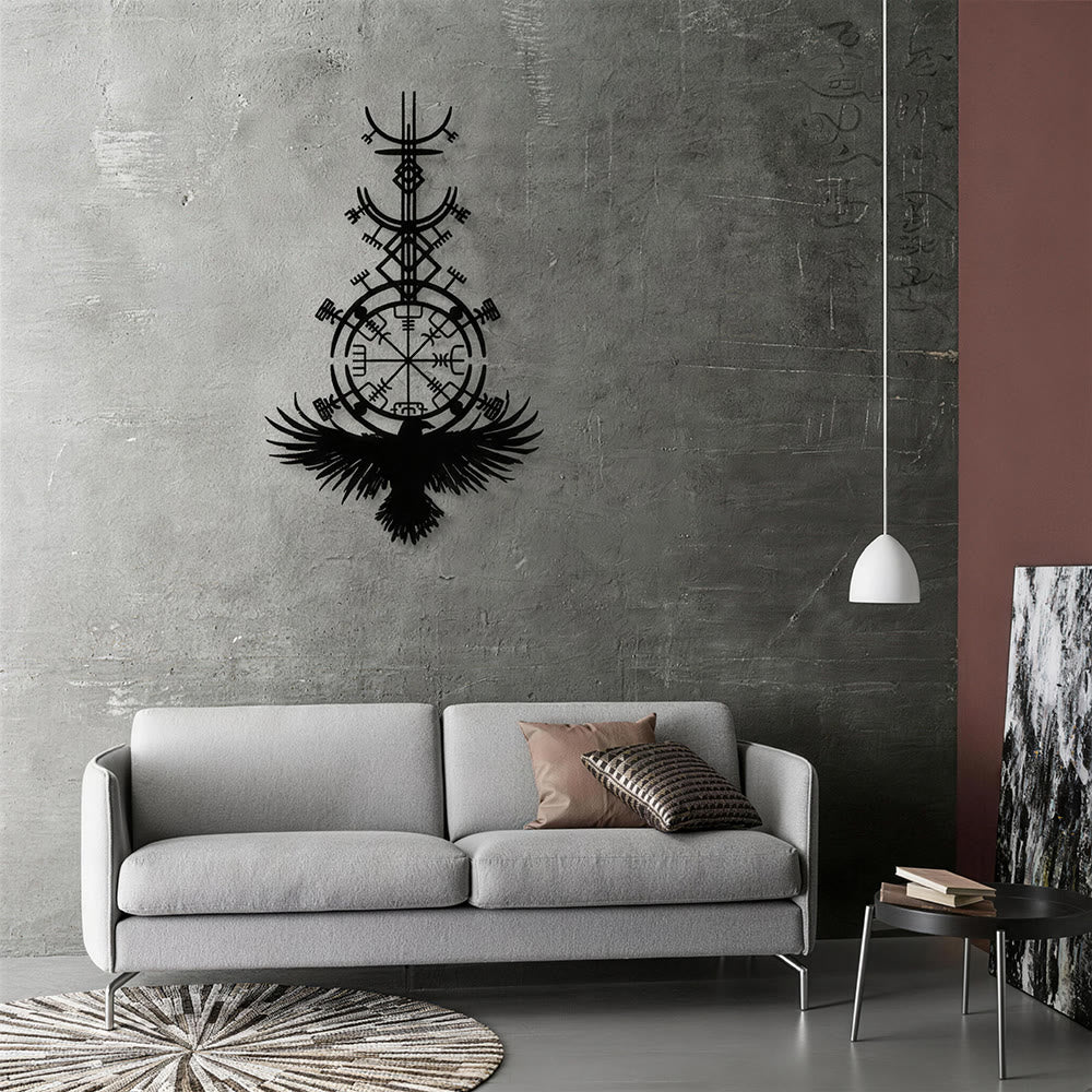 WorldNorse Vegvisir Raven Metal Wall Decor - image 6