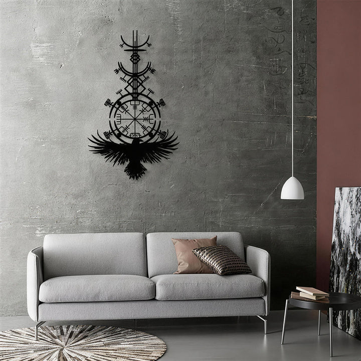 WorldNorse Vegvisir Raven Metal Wall Decor - image 6